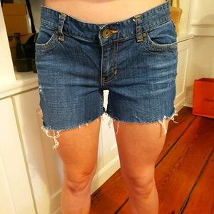 Calvin Klein low rise stretch denim cut off shorts